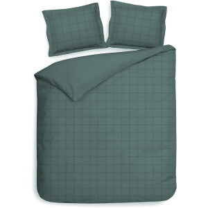 Heckettlane Dekbedovertrek Diamante - Bedlinnen - Lits-Jumeaux XL - 260x200-220 cm - Groen - Dekbedovertrek van 100% Katoen-Satijn