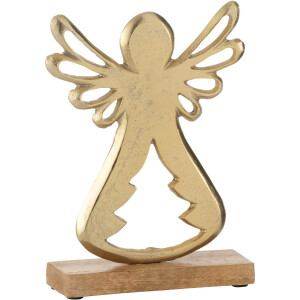 J-Line decoratie Engel Op Voet - aluminium/hout - goud - large