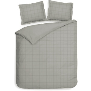 Heckettlane Dekbedovertrek Diamante - Bedlinnen - Tweepersoons - 200x200-220 cm - Grijs - Dekbedovertrek van 100% Katoen-Satijn