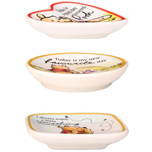 Disney Winnie the Pooh 3pc Multicoloured Ceramic Gift Mini Trinket Tray set