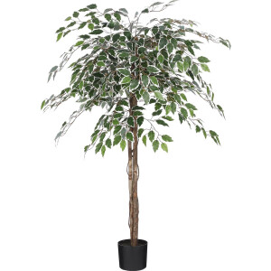 Mica Decorations Ficus Kunstplant in Bloempot - H150 x Ø50 cm - Groen bont