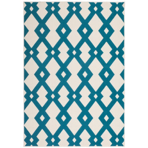 Padiro laagpolig vloerkleed 160 x 230 cm - creme / off-white / turkoois - modern & retro - geschikt voor vloerverwarming - van polypropyleen