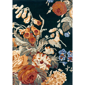 Sanderson - Sanderson Stapleton Park Navy Burnt Orange 45318 Vloerkleed - 170x240  - Rechthoek - Laagpolig Tapijt - Modern - Meerkleurig