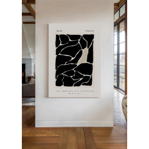 Yourwallarts.com - Wandpaneel - Canvas - Abstracte Zwarte Rotsen Witte Lijnen Organisch Modern Schild