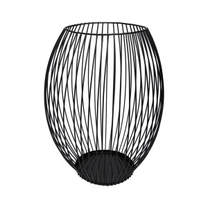 QUVIO Kaarsenhouder met frame - ø9x21 cm - Rond - Metaal - Zwart