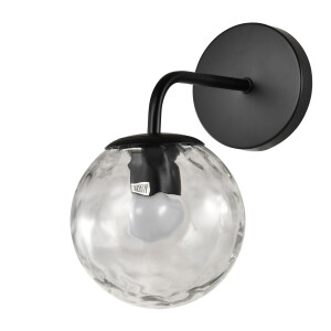 QUVIO Zwarte wandlamp - Met glazen bol - Metaal - Glas - Zwart