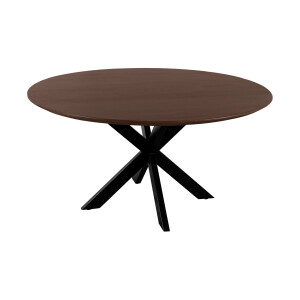 QUVIO Eettafel Sofia - ø150 cm - Stalen kruispoot - FSC®-gecertificeerd mangohout - Bruin