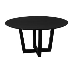 QUVIO Eettafel Sofia - Rond - ø130 cm - W-poot - FSC® gecertificeerd mangohout - Zwart