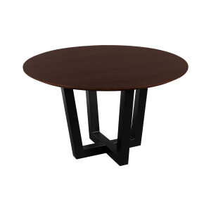 QUVIO Eettafel Sofia - Rond - ø130 cm - W-poot - FSC® gecertificeerd mangohout - Walnoot bruin
