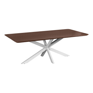 QUVIO Eettafel Sofia - Rechthoekig - Witte kruispoot - FSC®-gecertificeerd mangohout - 180x90 cm - Bruin