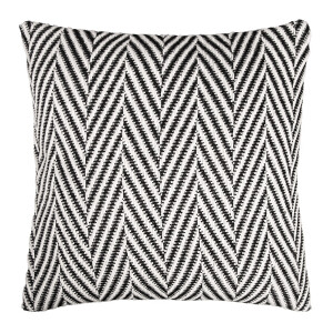 QUVIO Sierkussenhoes visgraat - Geweven - Wol - 45x45 cm - Wit - Zwart