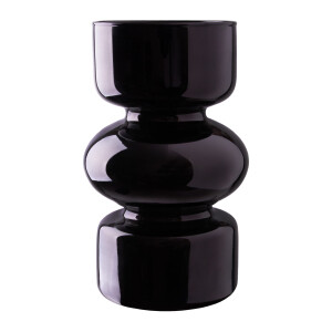QUVIO Zandloper vaas - Glas - ø9x18 cm - Zwart