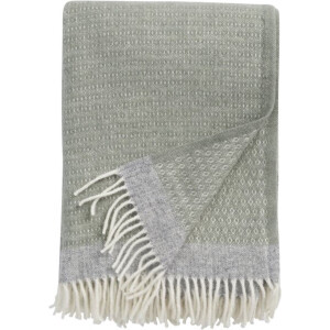 Klippan - Harald - Plaid - 100% wol - Green - Pale Green Grey - Zachtgroen Grijs Wolwit - 100% ecologisch geproduceerd - 130cm x 200cm