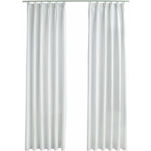 vidaXL - Gordijnen - verduisterend - met - haken - 2 - st - 140x245 - cm - gebroken - wit