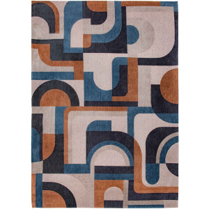 Wasbaar Binnen & Buiten Vloerkleed - 240 x 240 cm - Louis De Poortere Module Camel Blue - Laagpolig Tapijt - Gerecycled PET - Made in Belgium - Circulair