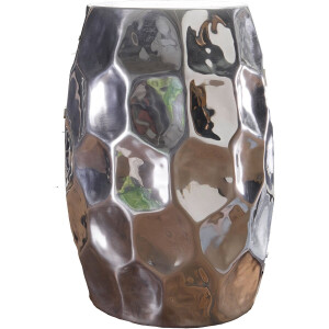 tafel JADA 30x47x30cm aluminium zilveren tafel oosterse rond | Kleine Hammerschlag Abstellisch | Designtafel design metaal modern | Smalle kleine tafel