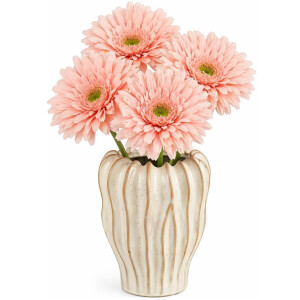 Mica Decorations Kunstbloem Gerbera Floral - 4x - H60 cm - roze - kunststof - stelen kunstbloemen - boeket - rozen bloemetjes
