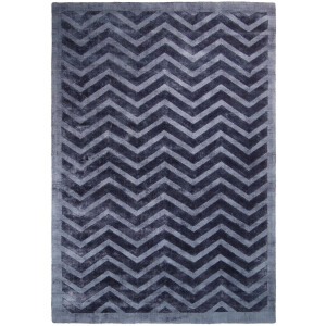 Padiro laagpolig vloerkleed - 80 x 150 cm - Marineblauw - Modern, Geometrisch patroon - Viscose, Katoen - vloerverwarming