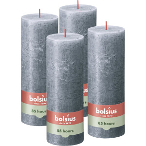 Bolsius - Rustieke Kaars - 4 Stuks - Donker Blauw - 19cm