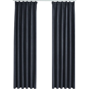 vidaXL - Gordijnen - verduisterend - met - haken - 2 - st - 140x175 - cm - antraciet