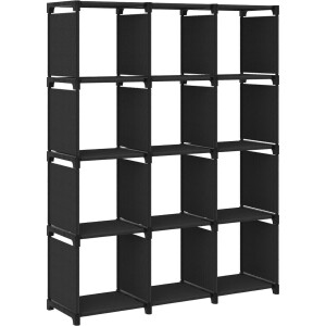 vidaXL - Kast - met - 12 - vakken - 103x30x141 - cm - stof - zwart
