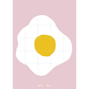 IXXI Spiegelei, Mella Mella - 100 x 140 cm - Gratis ophangtool - Grote wanddecoratie en posters - Illustraties, Minimalisme, Grafisch Ontwerp, Speels