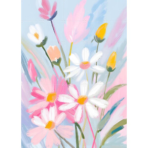 IXXI Vibrant Bouquet, Ohkimiko & Various - 100 x 140 cm - Gratis ophangtool - Grote wanddecoratie en posters - Kleurrijk, Kwaststreken, Illustraties