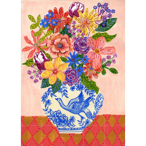 IXXI Weelderig Boeket, Kirsten Blom Art & Illustration - 100 x 140 cm - Gratis ophangtool - Grote wanddecoratie en posters - Kleurrijk, Illustraties