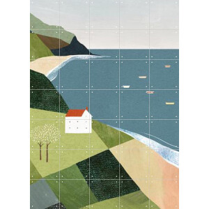 IXXI House on the Cliff, Henry Rivers - 100 x 140 cm - Gratis ophangtool - Grote wanddecoratie en posters - Speels, Kleurrijk, Geometrische Kunst