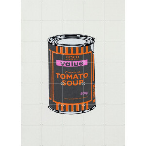 IXXI Tomato Soup Can III, Banksy - 100 x 140 cm - Gratis ophangtool - Grote wanddecoratie en posters - Speels, Kleurrijk, Pop art, Illustraties