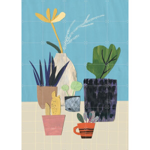 IXXI Plants, Signorinah - 100 x 140 cm - Gratis ophangtool - Grote wanddecoratie en posters - Gemengde Technieken, Speels, Kleurrijk, Illustraties