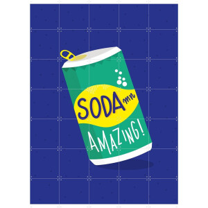 IXXI Soda Mn Amazing, Jetske Kox - 100 x 140 cm - Gratis ophangtool - Grote wanddecoratie en posters - Illustraties, Pop art, Kleurrijk, Speels, Eten