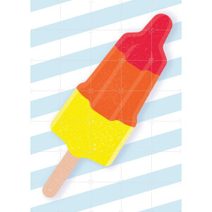 IXXI Raketje, Studio Turbo - 100 x 140 cm - Gratis ophangtool - Grote wanddecoratie en posters - Strepen, Pop art, Illustraties, Digitale Kunst