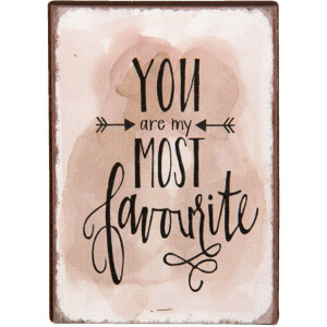 Clayre & Eef Decoratie Magneet 5x1x7 cm Roze Ijzer Rechthoek Most Favourite Koelkast Magneet