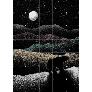 IXXI Wandering Bear, Florent Bodart - 100 x 140 cm - Gratis ophangtool - Grote wanddecoratie en posters - Illustraties, Grafisch Ontwerp, Slaapkamer