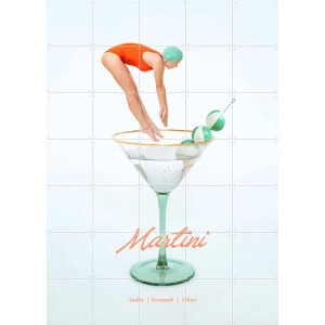 IXXI Martini, Paul Fuentes - 100 x 140 cm - Gratis ophangtool - Grote wanddecoratie en posters - Fotografie, Speels, Pop art, Digitale Kunst, Grafisch