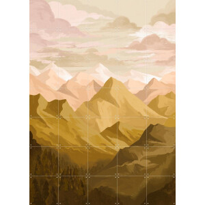 IXXI Mountain View, Goed Blauw - 100 x 140 cm - Gratis ophangtool - Grote wanddecoratie en posters - Digitale Kunst, Illustraties, Slaapkamer