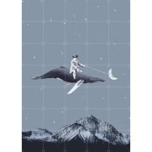 IXXI Aim for the Moon, Maarten Léon - 100 x 140 cm - Gratis ophangtool - Grote wanddecoratie en posters - Surrealisme, Collage, Illustraties, Mancave