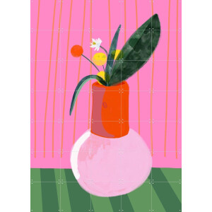 IXXI Mio Vaso pinky love, Hej.Ibiza - 100 x 140 cm - Gratis ophangtool - Grote wanddecoratie en posters - Kleurrijk, Abstract, Speels, Illustraties