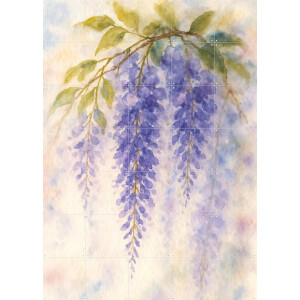 IXXI Blauwe Regen in Pastel Kleuren, Natalie Bruns - 100 x 140 cm - Gratis ophangtool - Grote wanddecoratie en posters - Aquarel, Studeerkamer