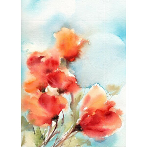 IXXI Poppies, Canot Stop Painting - 100 x 140 cm - Gratis ophangtool - Grote wanddecoratie en posters - Impressionisme, Aquarel, Kleurrijk, Eetkamer