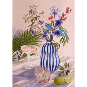 IXXI Lilac Summer, Goed Blauw - 100 x 140 cm - Gratis ophangtool - Grote wanddecoratie en posters - Illustraties, Kleurrijk, Woonkamer, Keuken