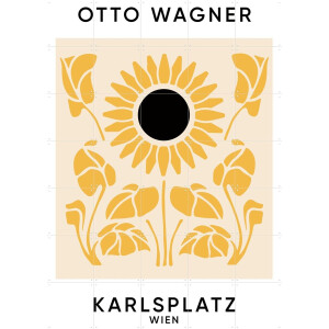 IXXI Karlsplatz Wien, Florent Bodart - 100 x 140 cm - Gratis ophangtool - Grote wanddecoratie en posters - Illustraties, Geometrische Kunst, Vintage