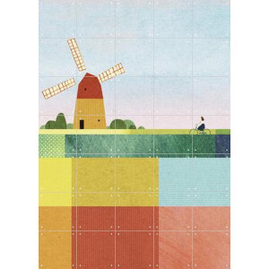 IXXI Tulip Fields, Henry Rivers - 100 x 140 cm - Gratis ophangtool - Grote wanddecoratie en posters - Kleurrijk, Geometrische Kunst, Illustraties