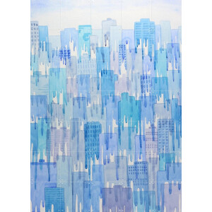 IXXI Dripping Houses, Natalie Bruns - 100 x 140 cm - Gratis ophangtool - Grote wanddecoratie en posters - Abstract, Aquarel, Slaapkamer, Woonkamer