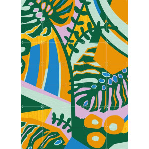 IXXI Monstera Blue, Megan Gallagher - 100 x 140 cm - Gratis ophangtool - Grote wanddecoratie en posters - Abstract, Grafisch Ontwerp, Geometrische