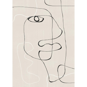 IXXI Abstract Face No1., The Miuus Studio & Various - 100 x 140 cm - Gratis ophangtool - Grote wanddecoratie en posters - Line art, Minimalisme