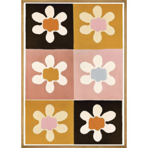 Bloemen in Retrokleuren Poster - 40x50 cm