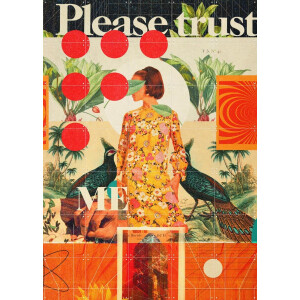 IXXI Please trust me, Frank Moth - 100 x 140 cm - Gratis ophangtool - Grote wanddecoratie en posters - Pop art, Klassiek, Collage, Illustraties