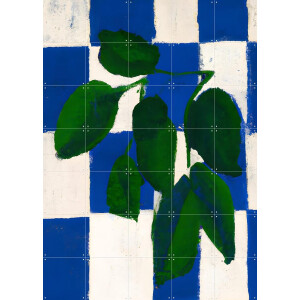 IXXI Checkered Greenery, Interiorisla - 100 x 140 cm - Gratis ophangtool - Grote wanddecoratie en posters - Kwaststreken, Studeerkamer, Woonkamer